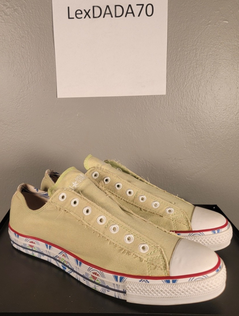VTG 2006 Converse Chuck Taylor Slip On Apple Green Folk Art Foxing Men 12 NWOB