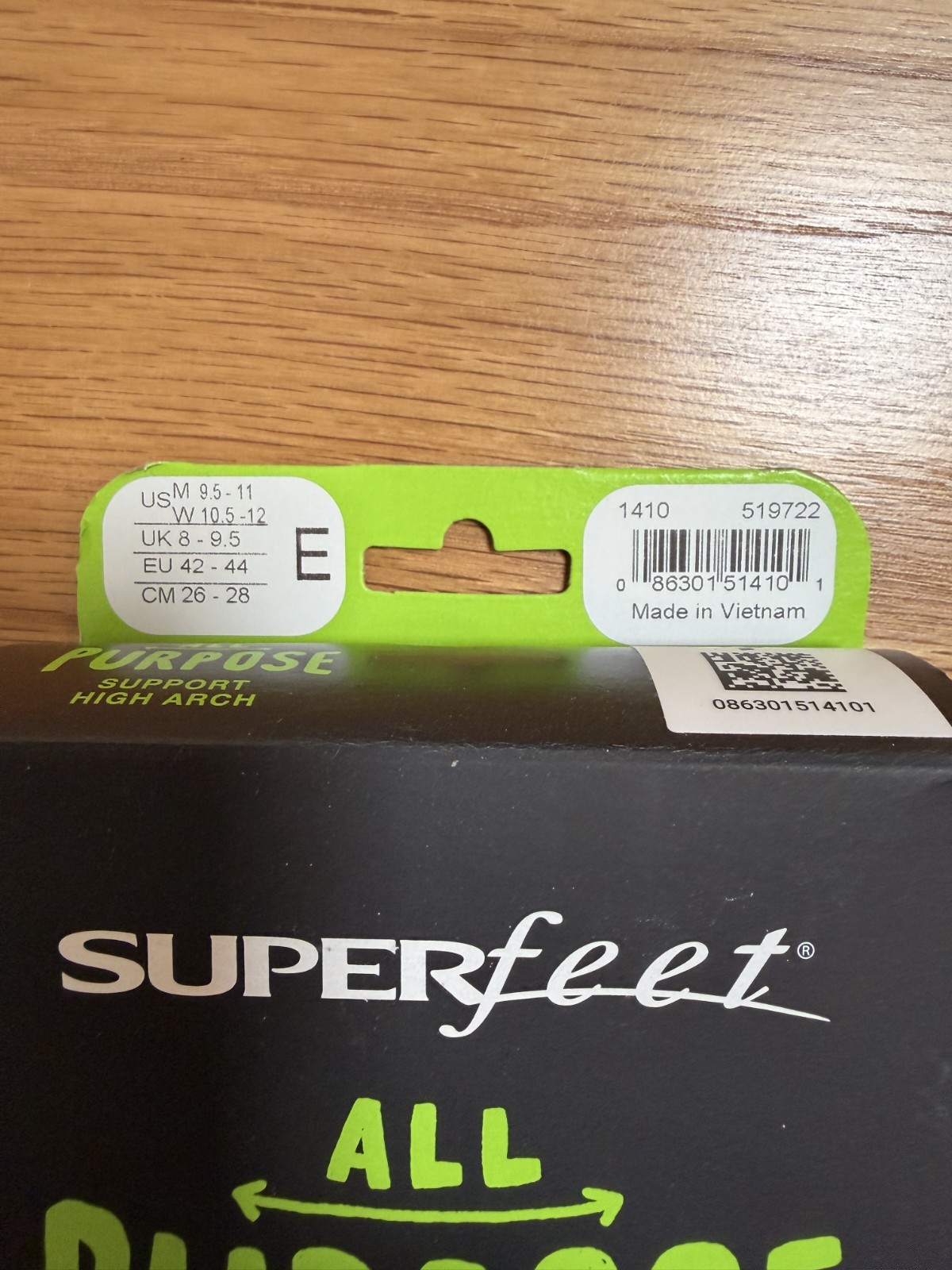 Superfeet Green Foot Bed Insole: Size E (M 9.5-11, W 10.5-12)