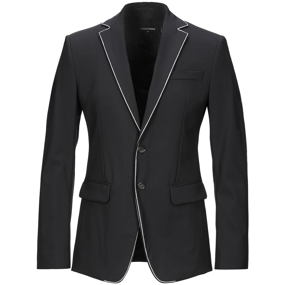 DSQUARED2 Blazer Jacket White Piping Detail Slim Fit Black Size 48 – RP £1371.00