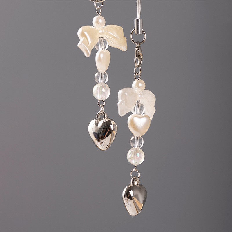 New Simple Bow Hanging Decoration Pearl Phone Chain Pendant Bag Pendant Keychain