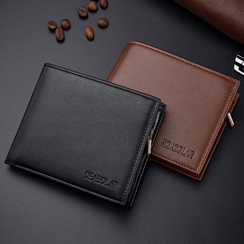Men’s Bifold Leather Wallet With ID Window Credit Card Holder Slim Purse