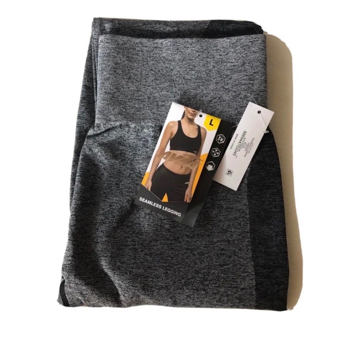 Avia Seamless Legging Gray Black High Waist Compression Activewear Size L Women