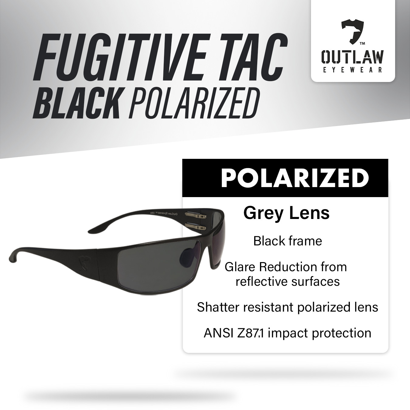 OutLaw Eyewear Fugitive TAC Polarized Tactical Sunglasses ANSI Z87.1 Made In USA