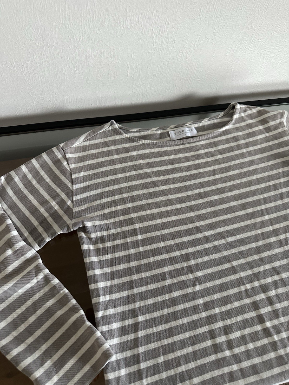 Everlane Gray Striped 100% Cotton Long Sleeve Shirt Top Size S
