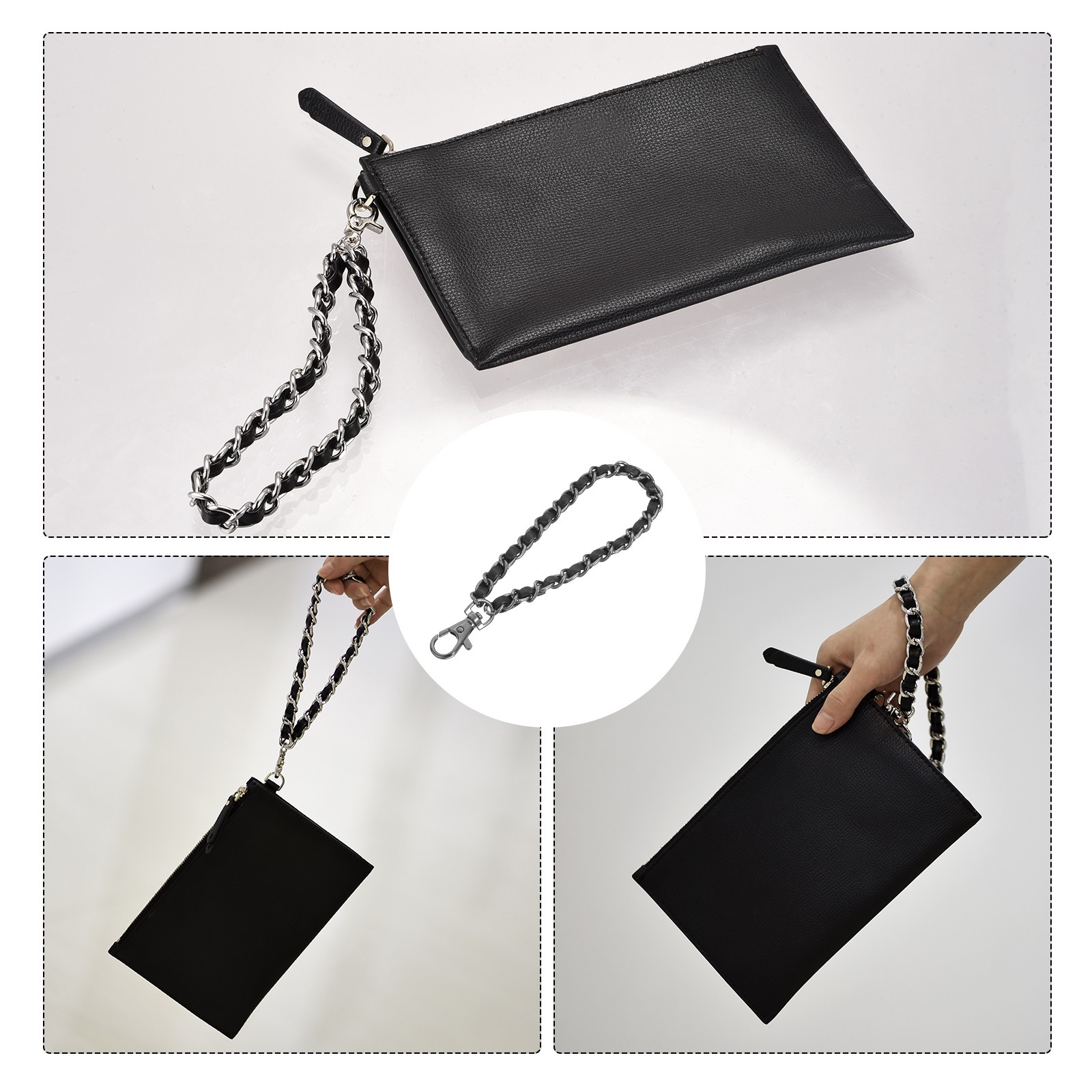 Leather Wristlet Strap 7″ Hand Wrist Lanyard Bag Key Chain Black