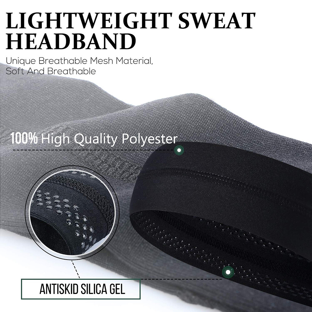 Men Women Moisture Wicking Wide Non-Slip Sport Headband Gym Workout Sweatband US