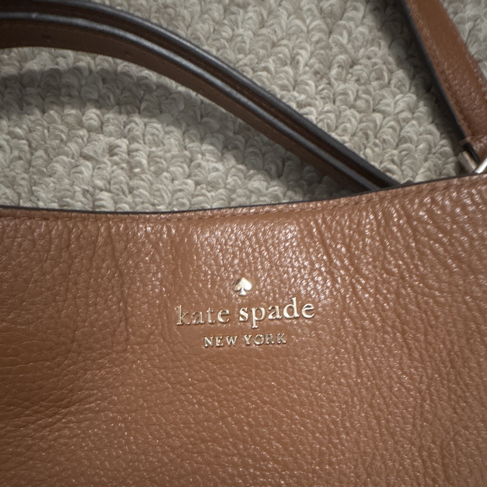 kate spade new york Brown Pebbled Small Shoulder Bag Detachable Strap Pockets