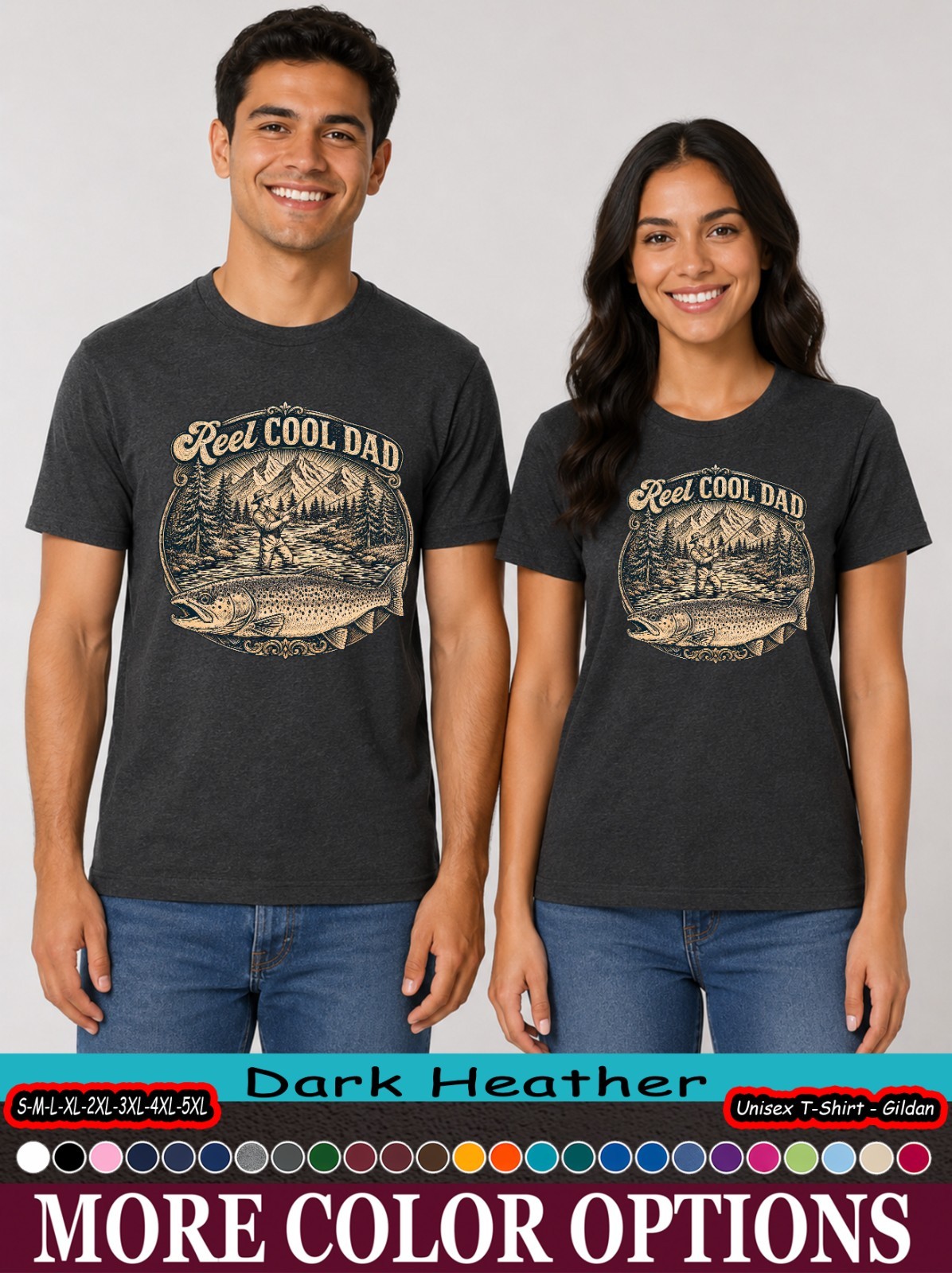 Vintage Reel Cool Dad Trout Fishing T-Shirt, Father’s Day Gift