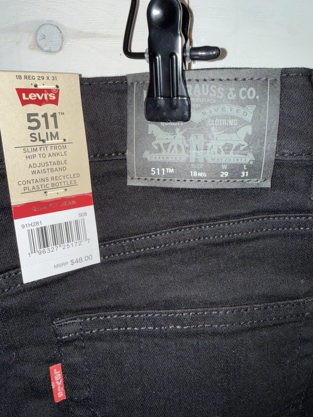 Levi Strauss Boy’s Adjustable Waistband 511 Slim Fit Stretch Jean 18 Reg 29×31