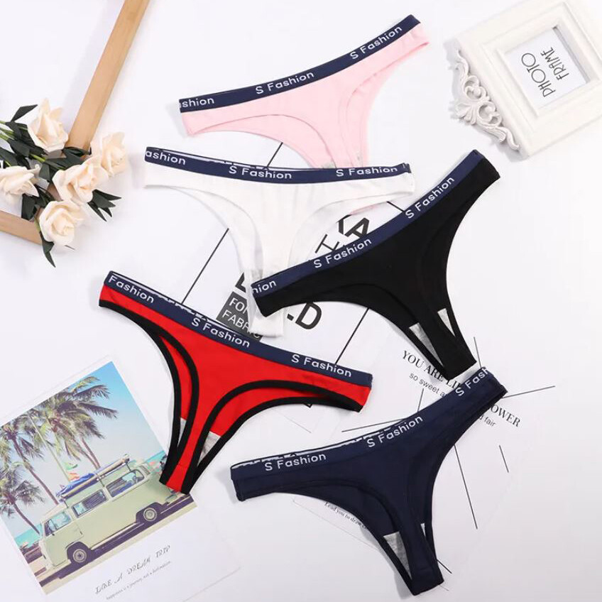 5 Pack Lot Sexy Womens Cotton Panties Thongs G-String Bikini Underwear Brief Set