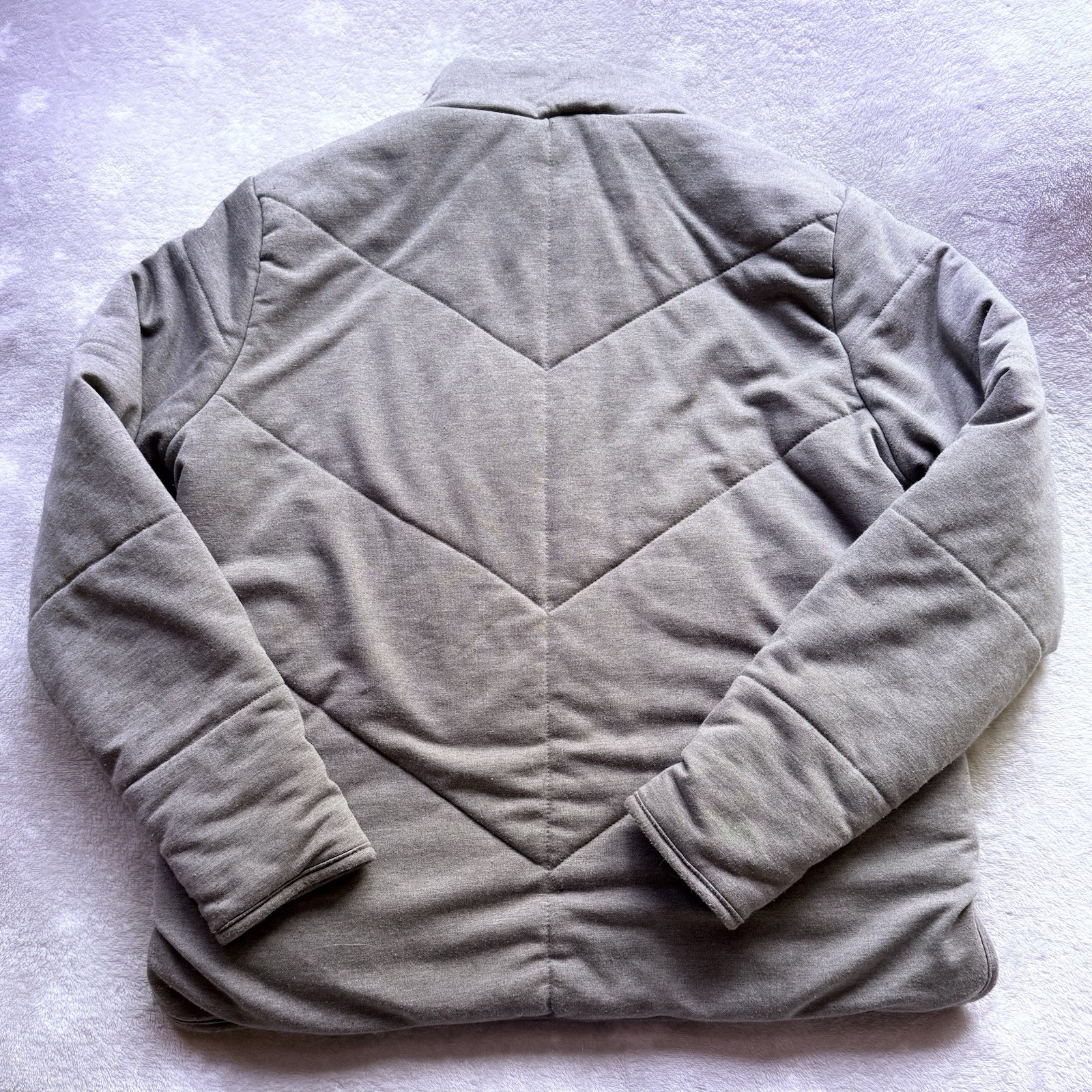 THREE DOTS Women’s Jacket Full Zip Quilted Knit, Heather Pavement Size M