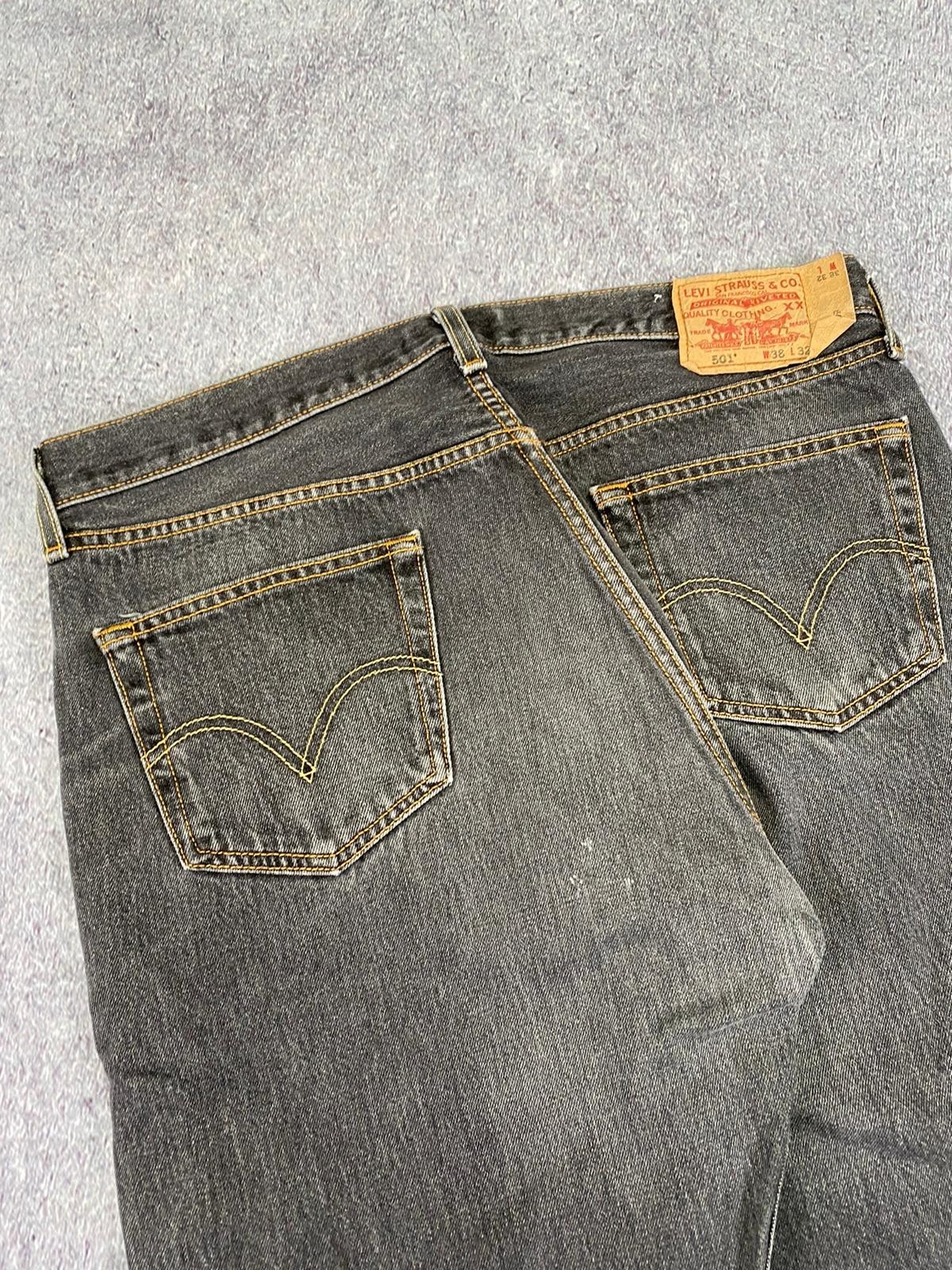 Levi’s 501 Original Jeans Mens W38 L32 Black Denim Faded Button Fly Shrink Fit