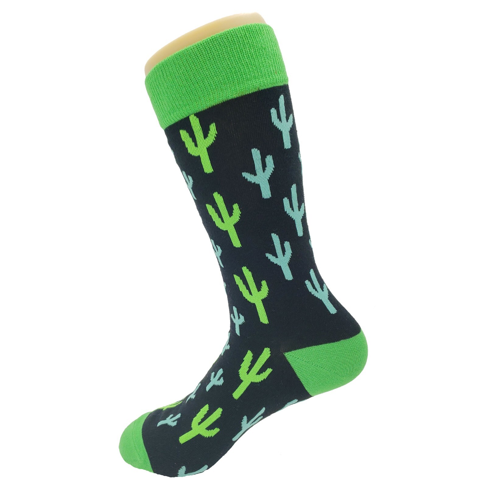 NWT Green Cactus Dress Socks Novelty Men 8-12 Crazy Fun Sockfly