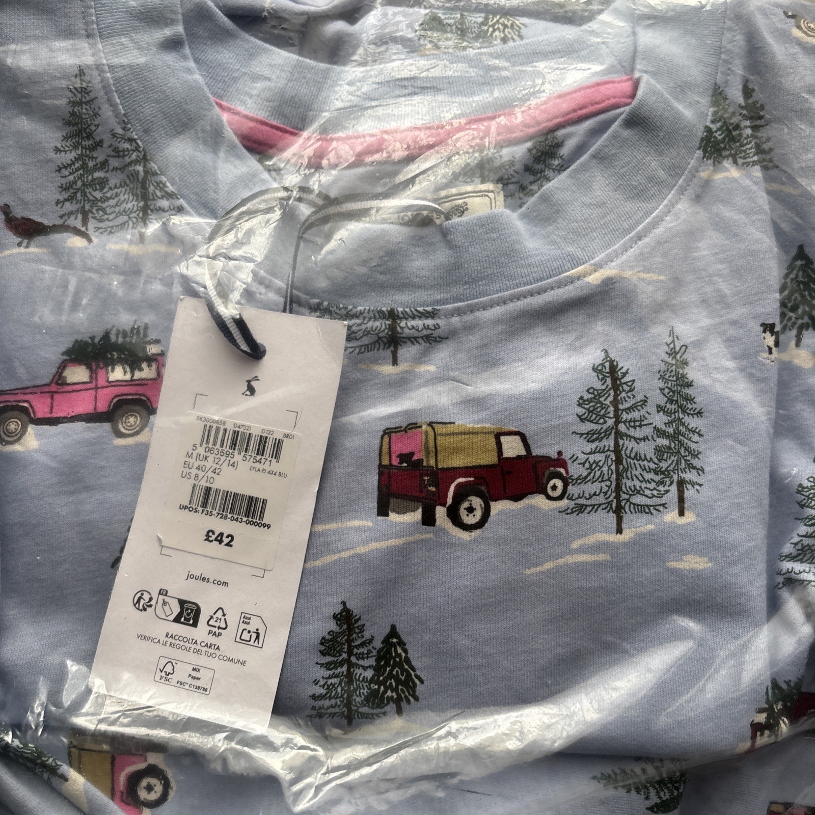 JOULES LYLA PJ 4×4 Blue Pyjamas Size M (UK12/14) BNWT RRP£42