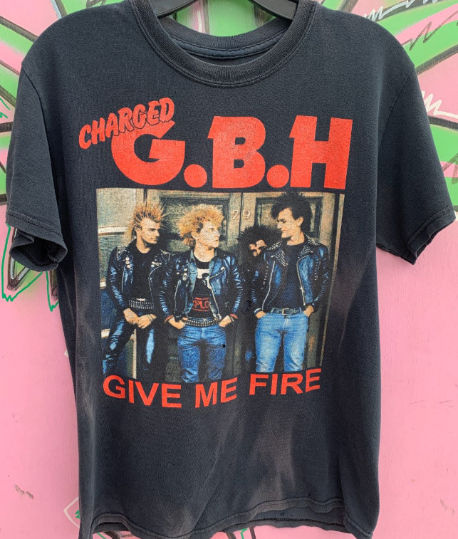 CHARGED GBH GIVE ME FIRE PUNK short sleeve black color T-Shirt reprint VK12506