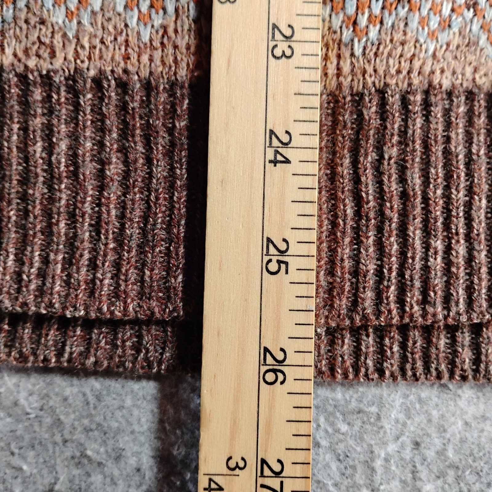 BFD Vintage Men Brown Fair Isle Geometric Acrylic Knit Crewneck Sweater USA Made