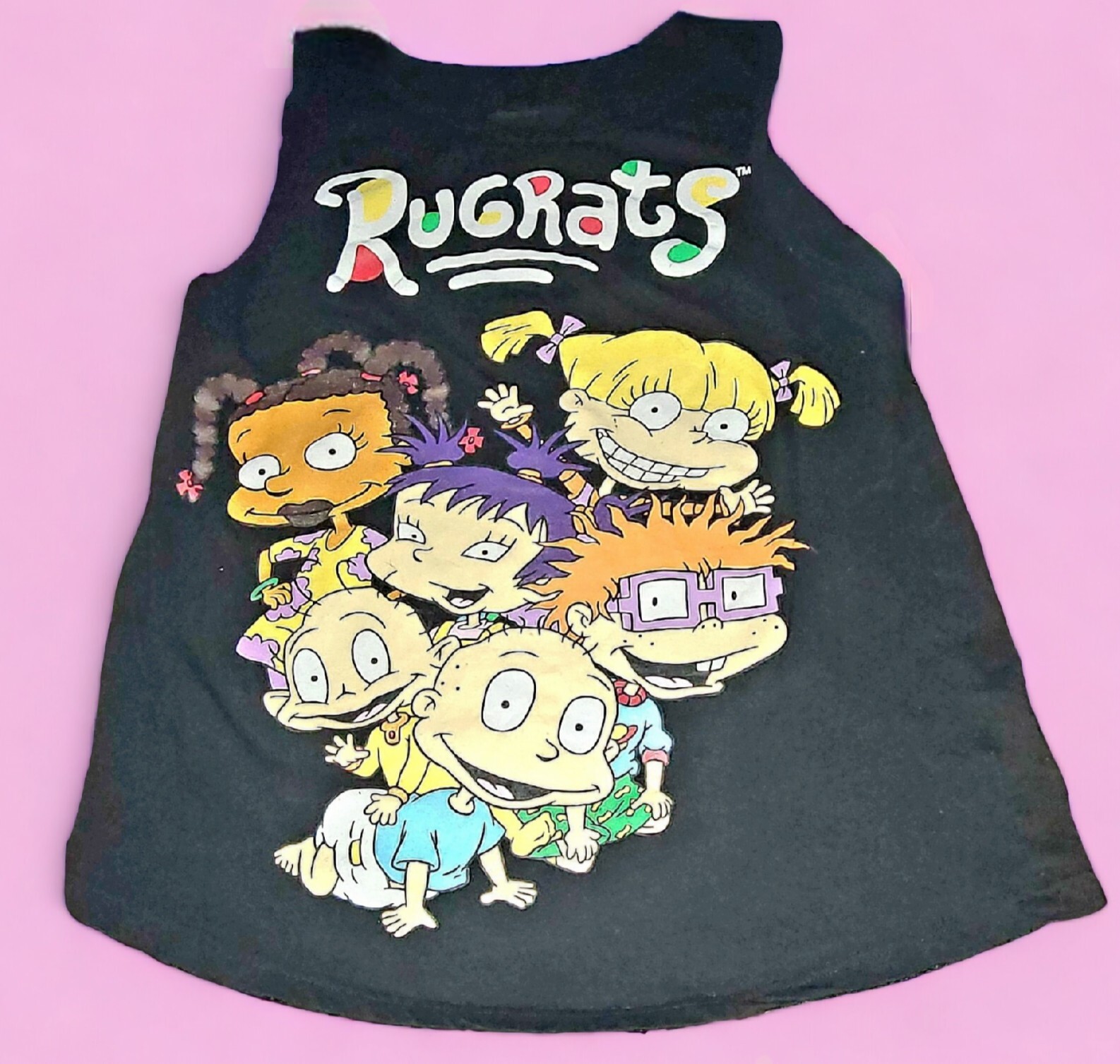 Nickelodeon Graphic Rugrats Tank Shirt Black Kids Size Medium
