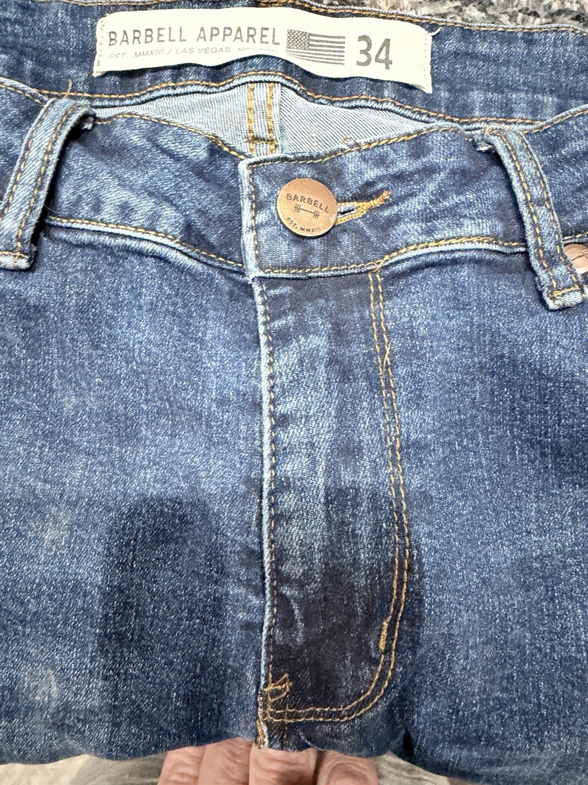 Barbell Apparel Jeans Men’s 34 Blue Stretch Bootcut Athletic Fit