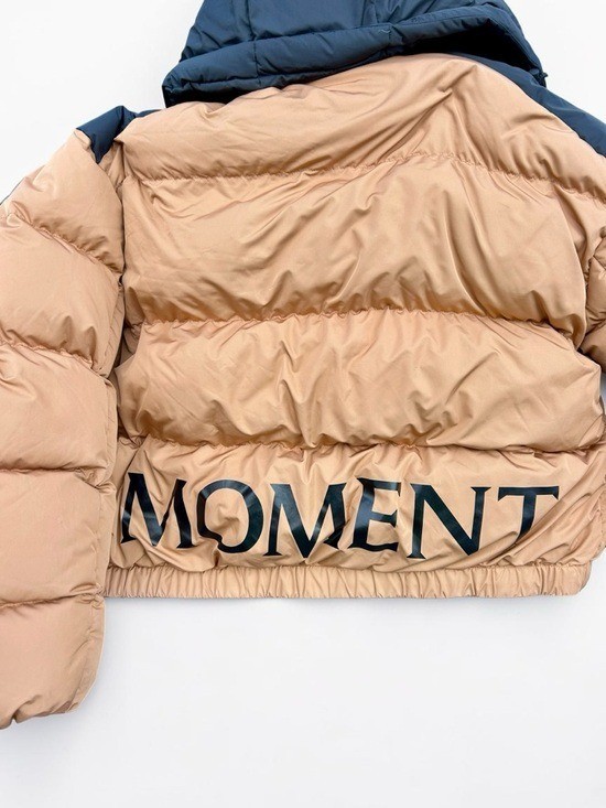 PERFECT MOMENT Moment Tan 2-Tone Quilted Shell Goose Down Ski Jacket Womens Sz L
