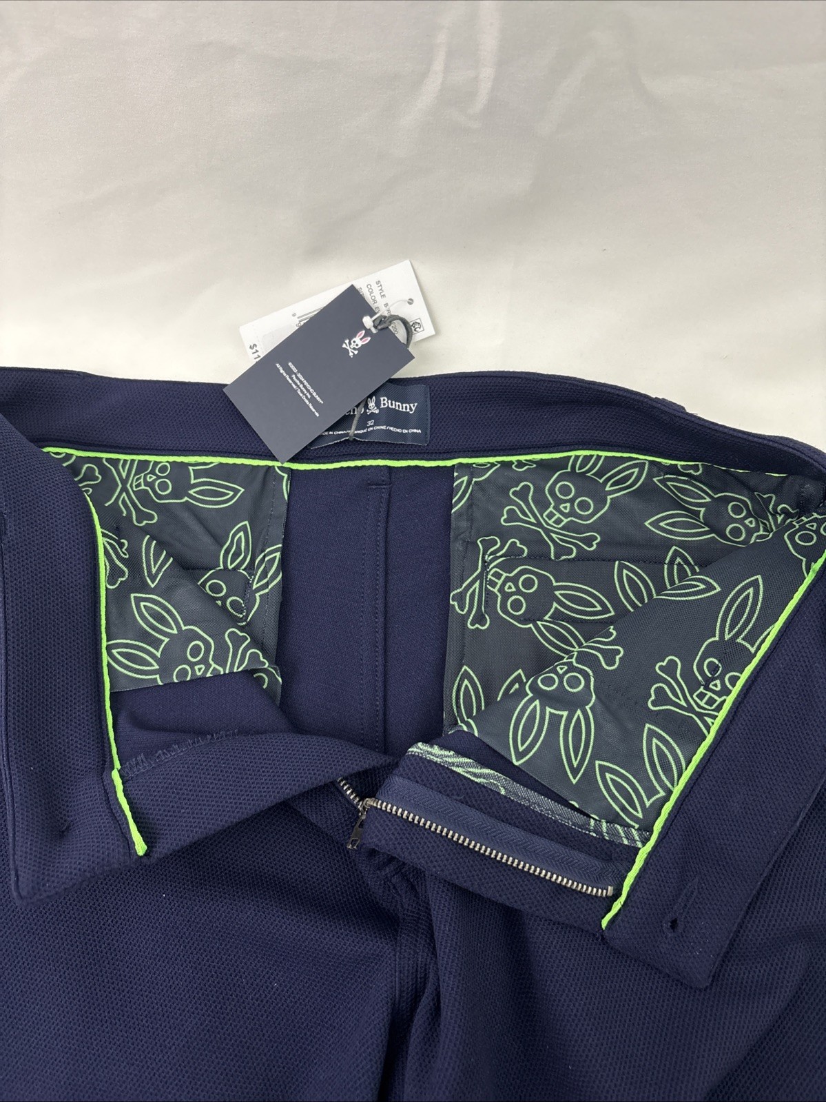 Psycho Bunny Mens Shorts Size 32 Navy Blue Shiro Knit Honeycomb Golf