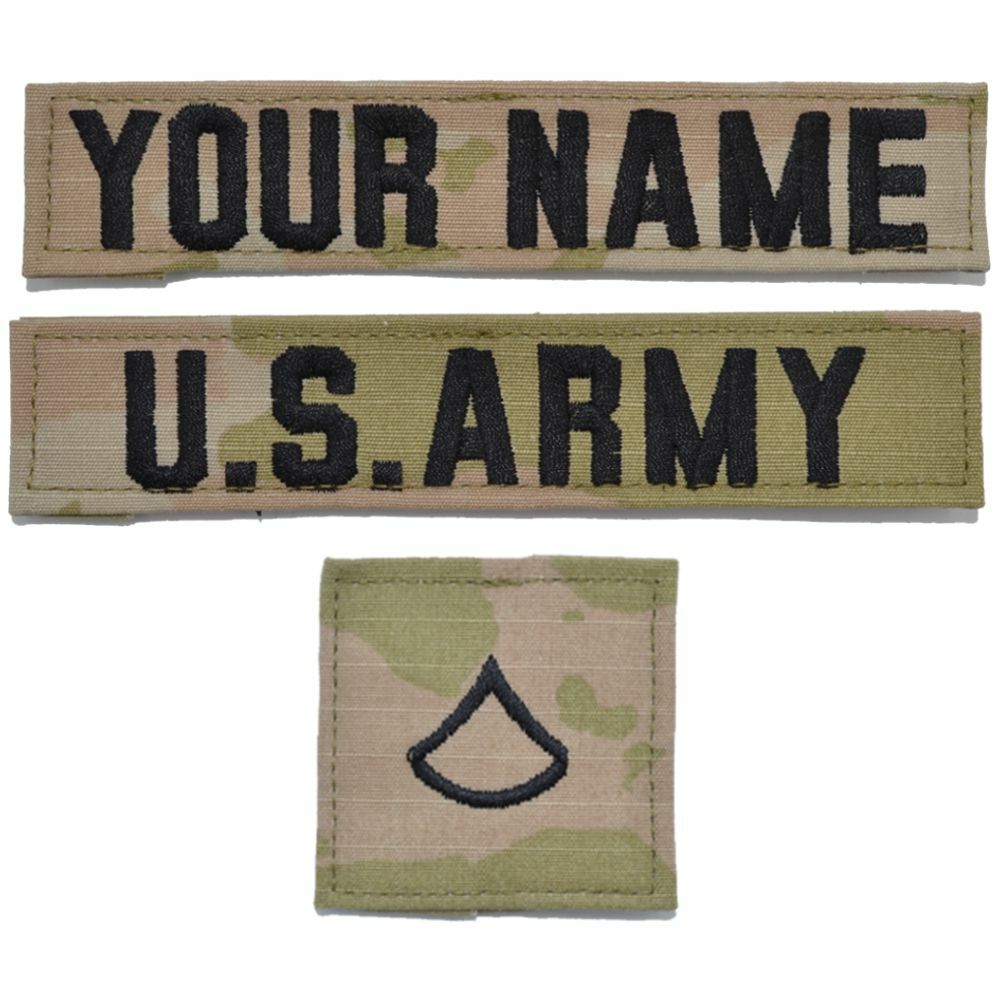 Custom 3 Piece Name Tape Set & Rank w/ Hook Fastener Backing – 3-Color OCP