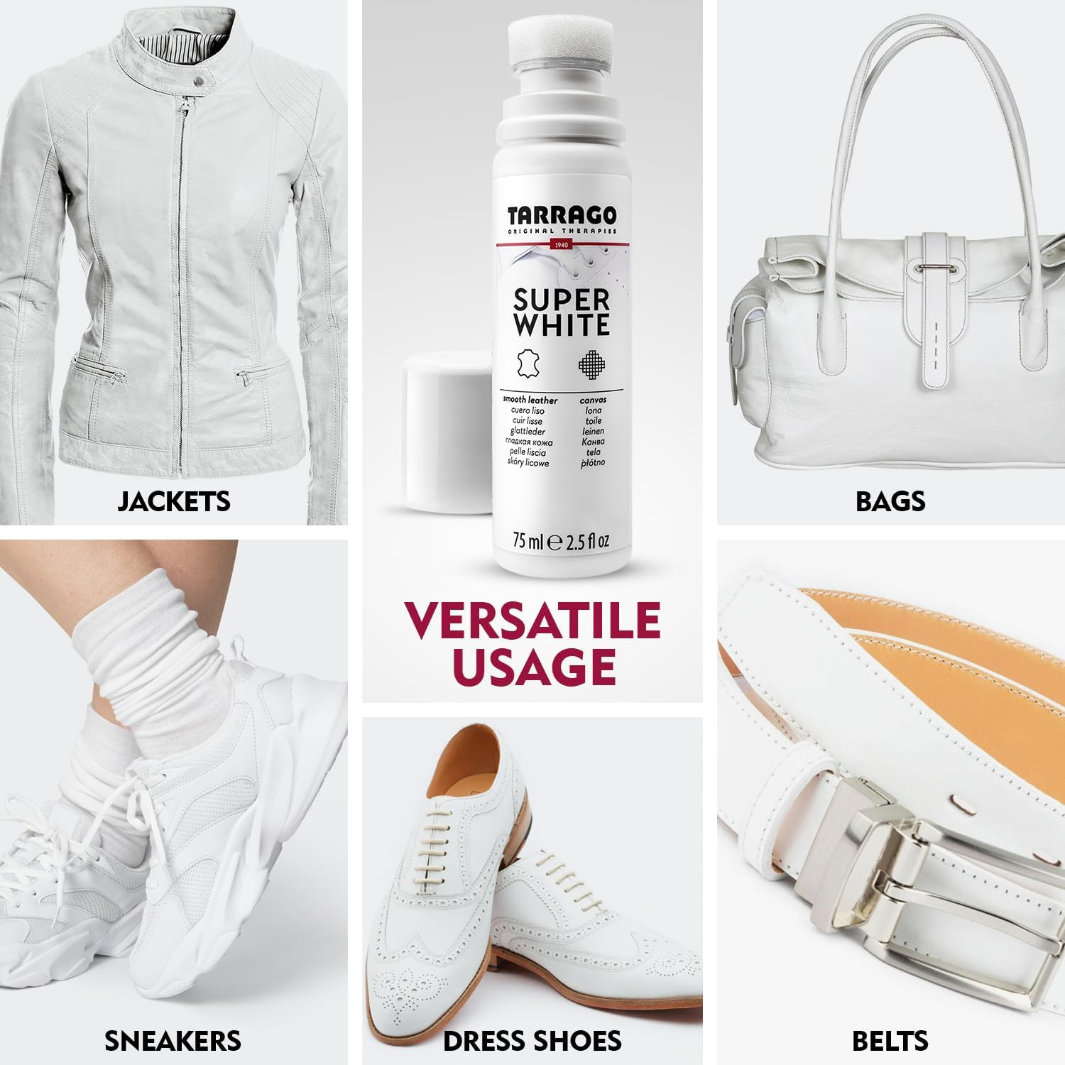 Tarrago Super White Shoe Whitener Instant Cleaner for Sneakers, 75Ml