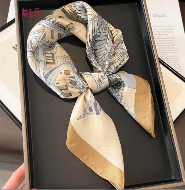 100% Mulberry Silk 27″ Square Scarf Women Neckerchief Wrap Floral Yellow Flower