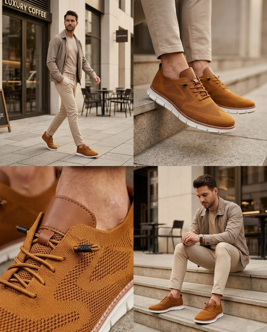 Men’s Casual Dress Shoes Lightweight Breathable Oxford Walking Sneakers Slip On