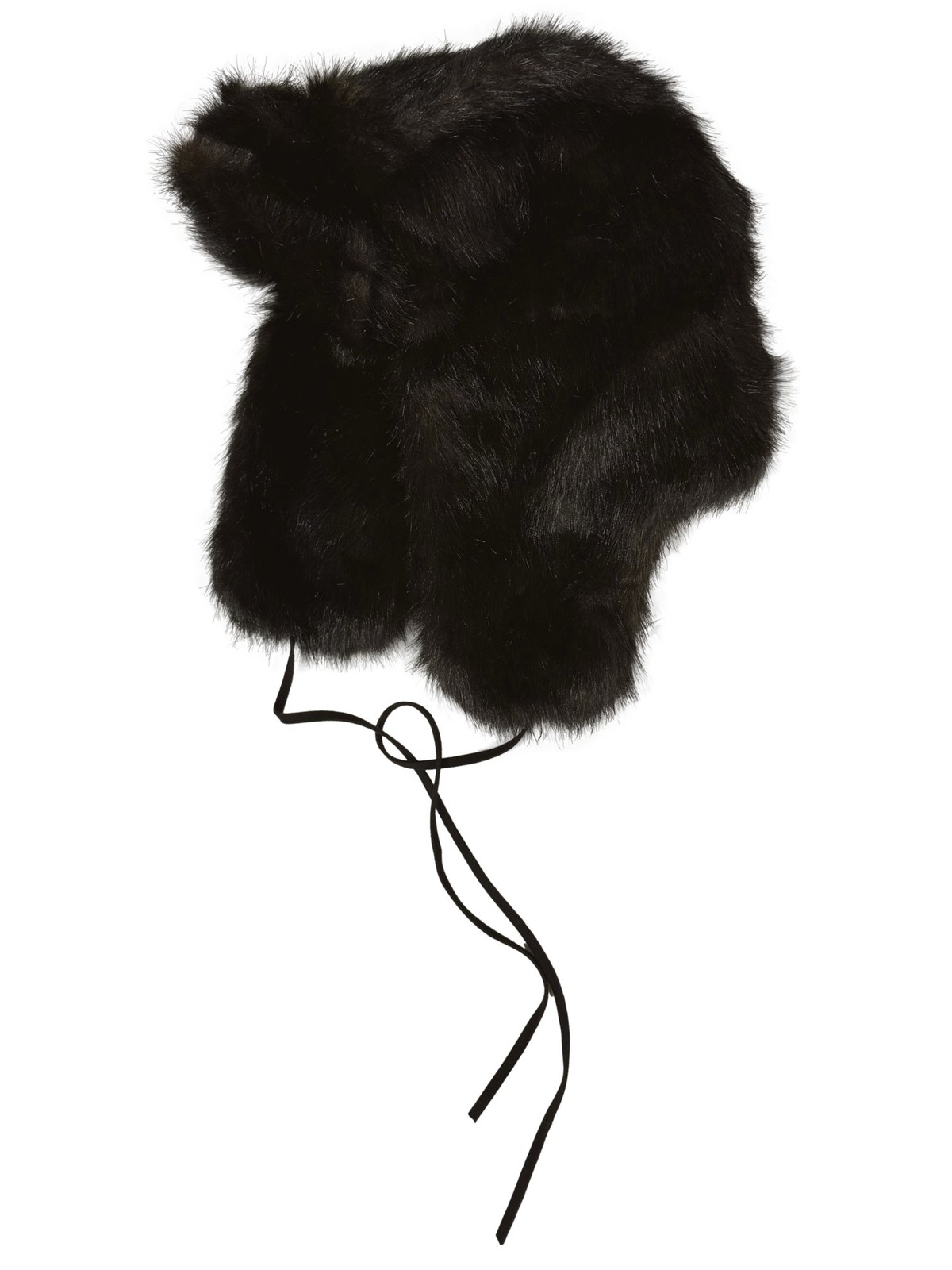 Simply Vera Womens Fluffy Fuzzy Black Trapper Aviator Cap Hat