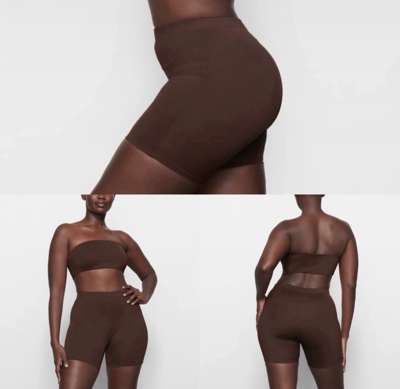 SKIMS Recycled Swim High-Waisted Shapewear Short Brown L Firm Compression