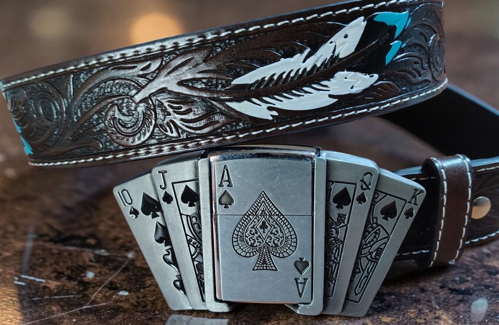 Poker Ace Lighter Belt Buckle Combo | Detachable Buckle | Fits 36–40 | $29.99