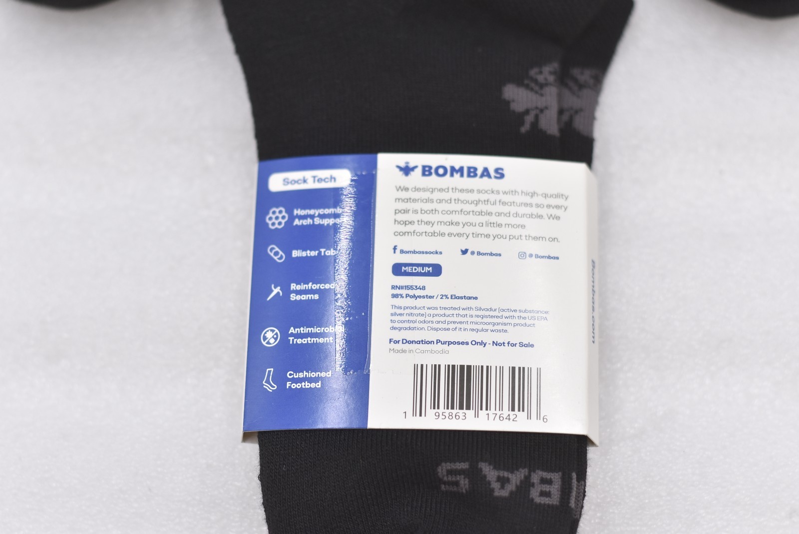 Lot of 5 Bombas Women’s Cushioned Comfort Ankle Socks Black Size Medium