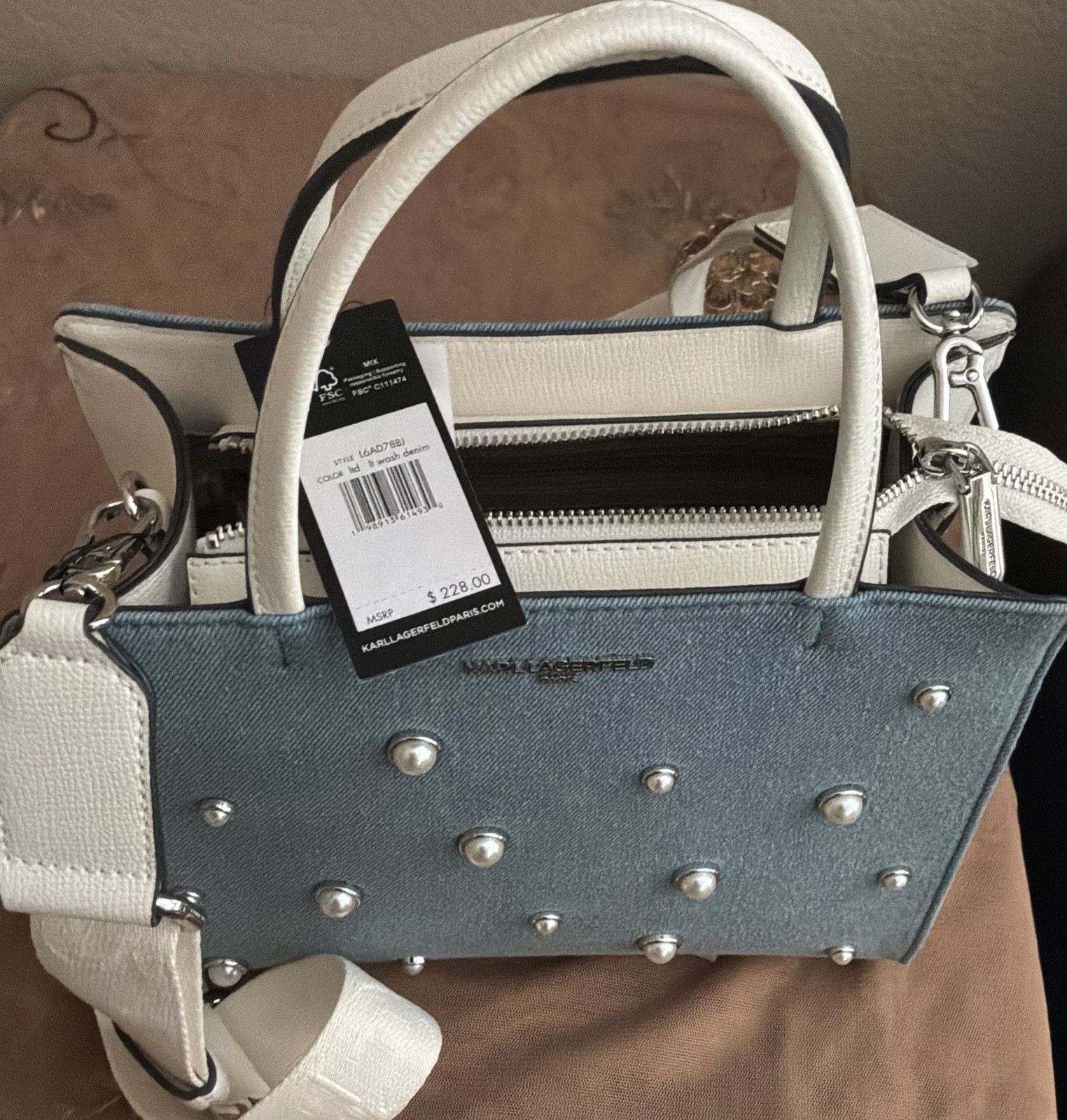 KARL LAGERFELD LIGHT WASH DENIM Hand Bag