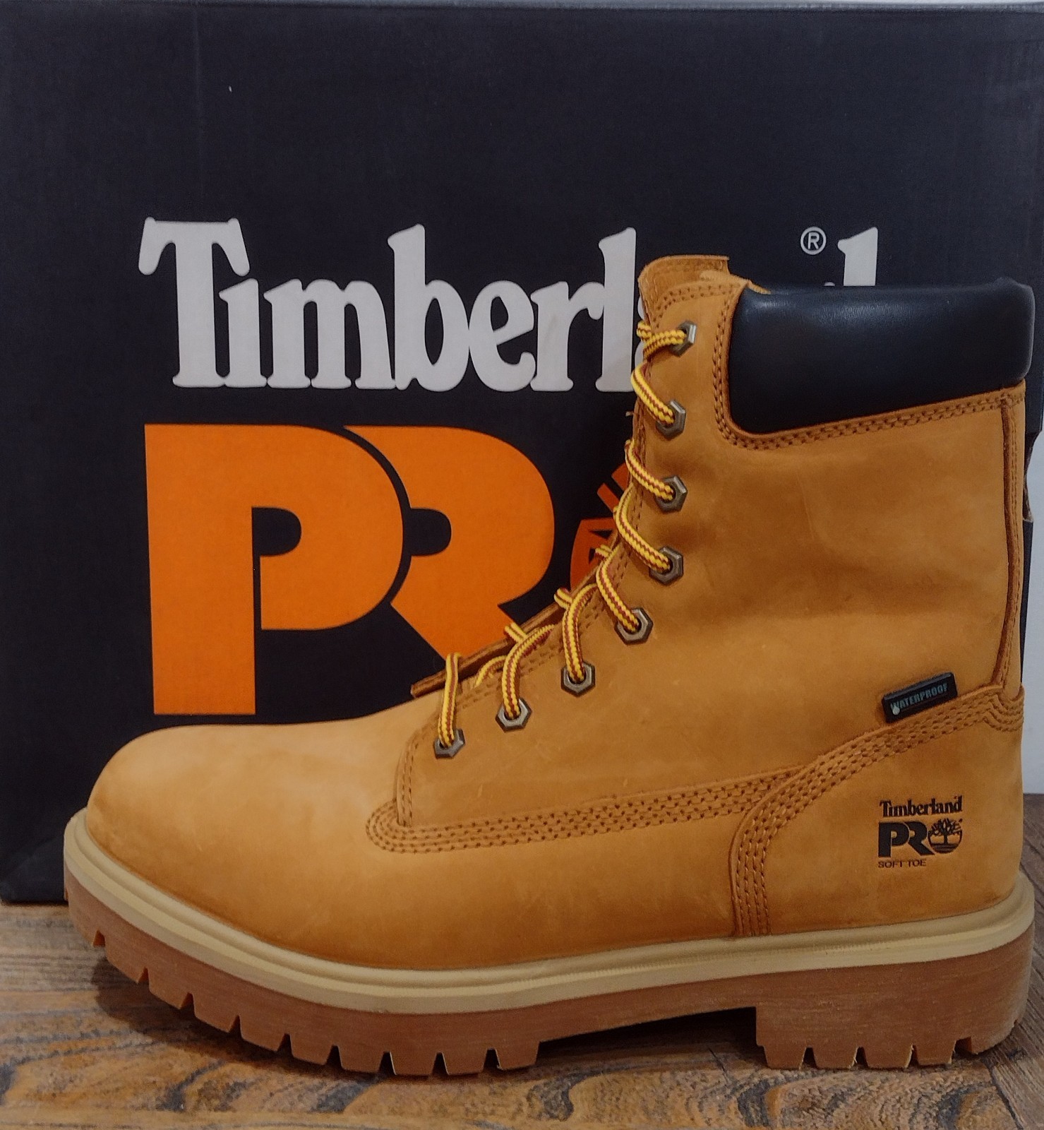 NEW Timberland Pro DIRECT ATTACH 8 Inch Men’s Sz 9.5M Wheat Soft Toe WP Boots