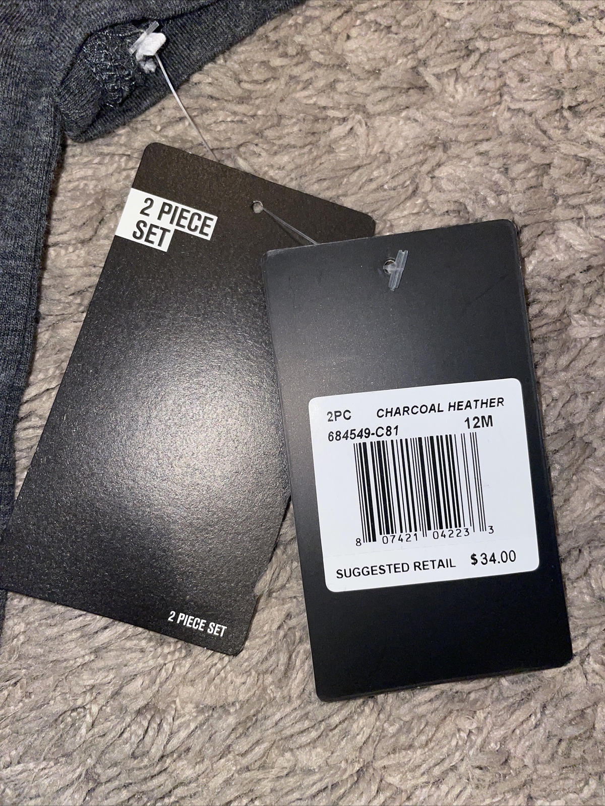 NWT Boy’s Hurley 2 Piece Gray Shirt and Black Pants Set Size 12mos MSRP $38.00