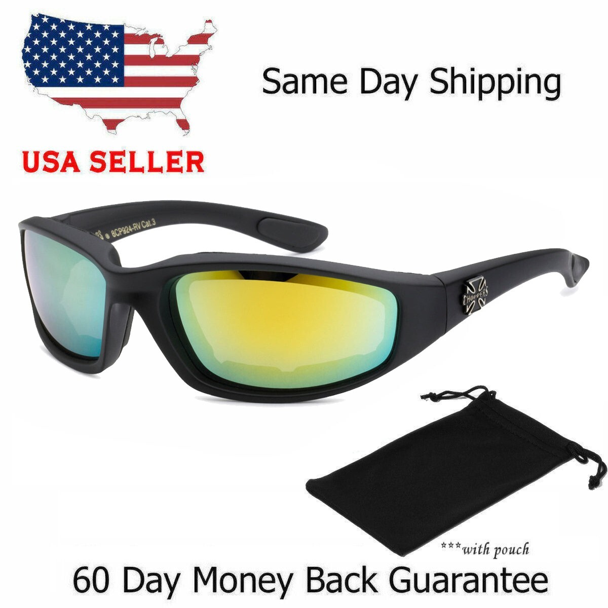 1/3 Pair Motorcycle Sports Biker Riding Glasses Padded Wind Resistant Sunglasses