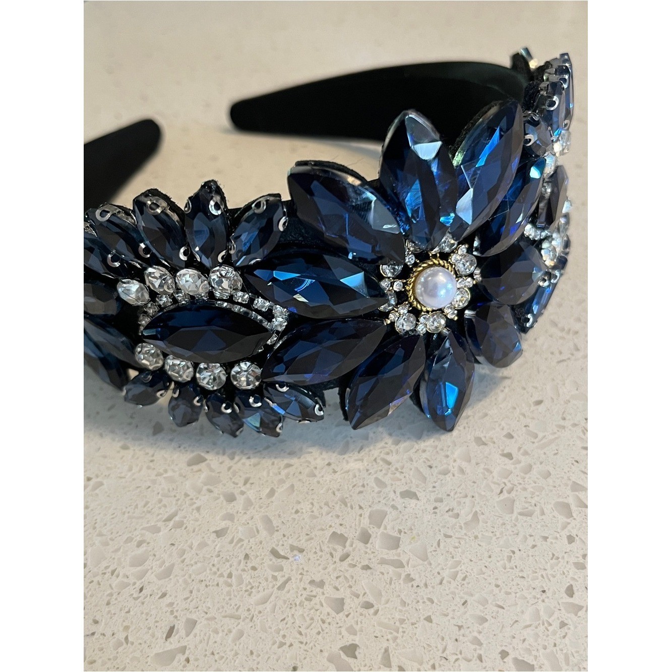 Embellished navy Blue Crystal Headband