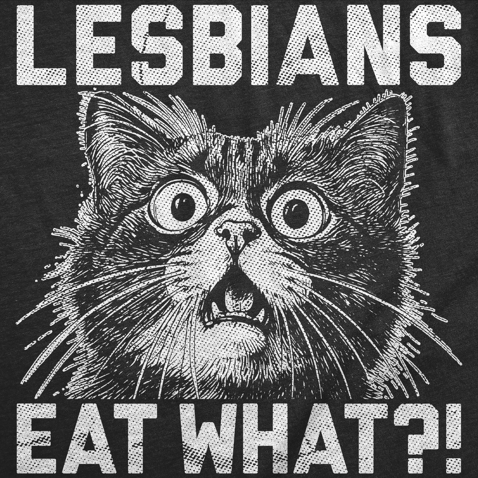 Mens Funny T Shirts Lesbians Eat What Sarcastic Cat Graphic Novelty Tee For Men