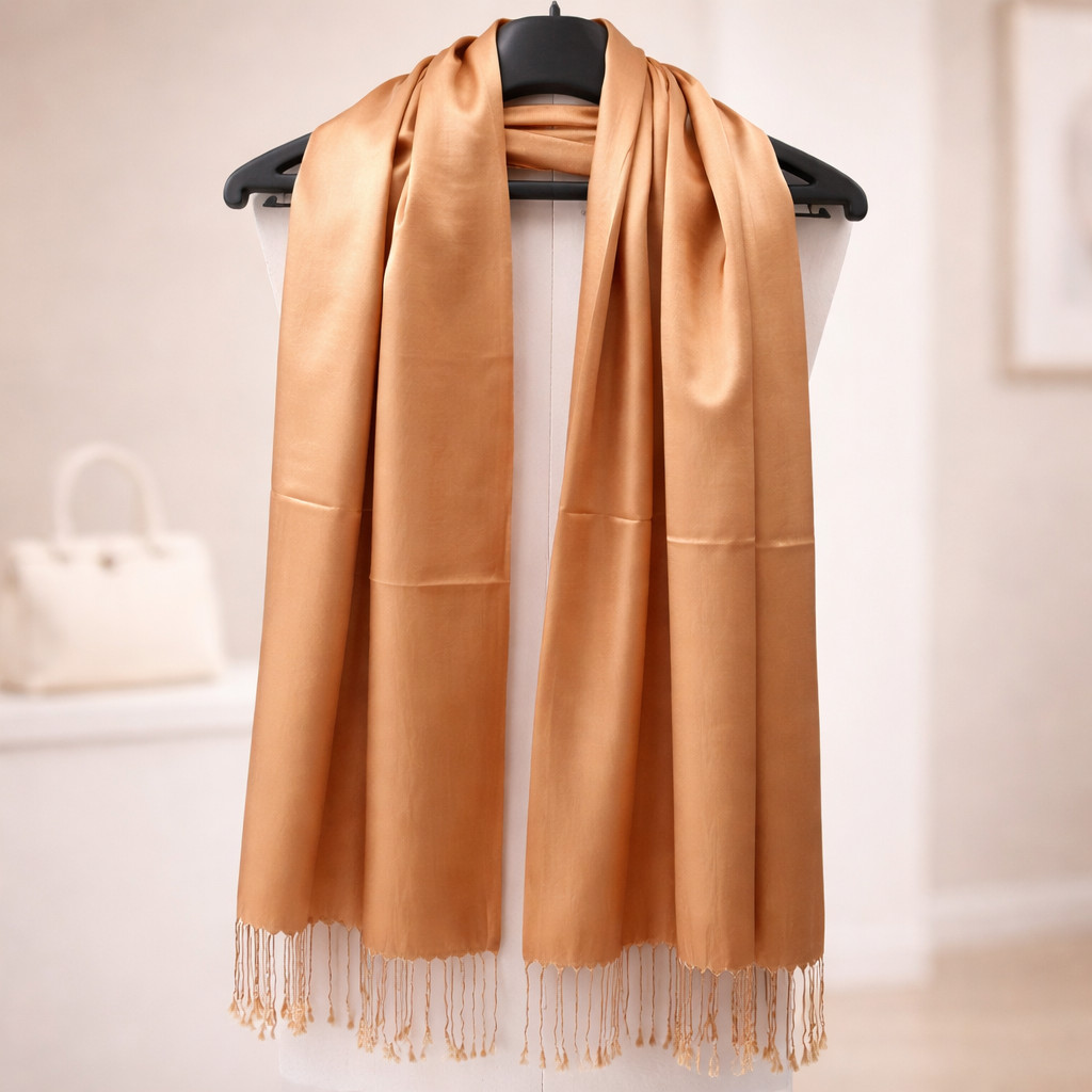 Women’s 100% Silk Solid Long Rectangular Scarf Shawl Wrap Stole Elegant