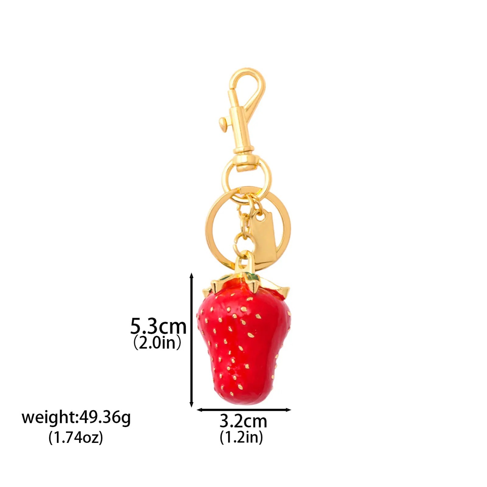 Trendy Strawberry Bag Charm Keychain Resin and Metal Brass Keychain Ornament🍓