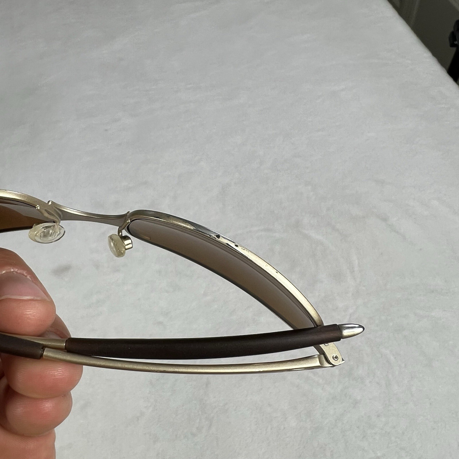 Vintage Oakley A Wire 2.0 Sunglass Gold Tan Frame Gold Brown Lenses