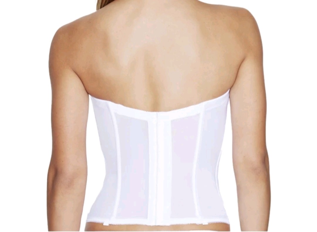 Dominique Juliette Longline Satin Bridal Bra, White, 40D