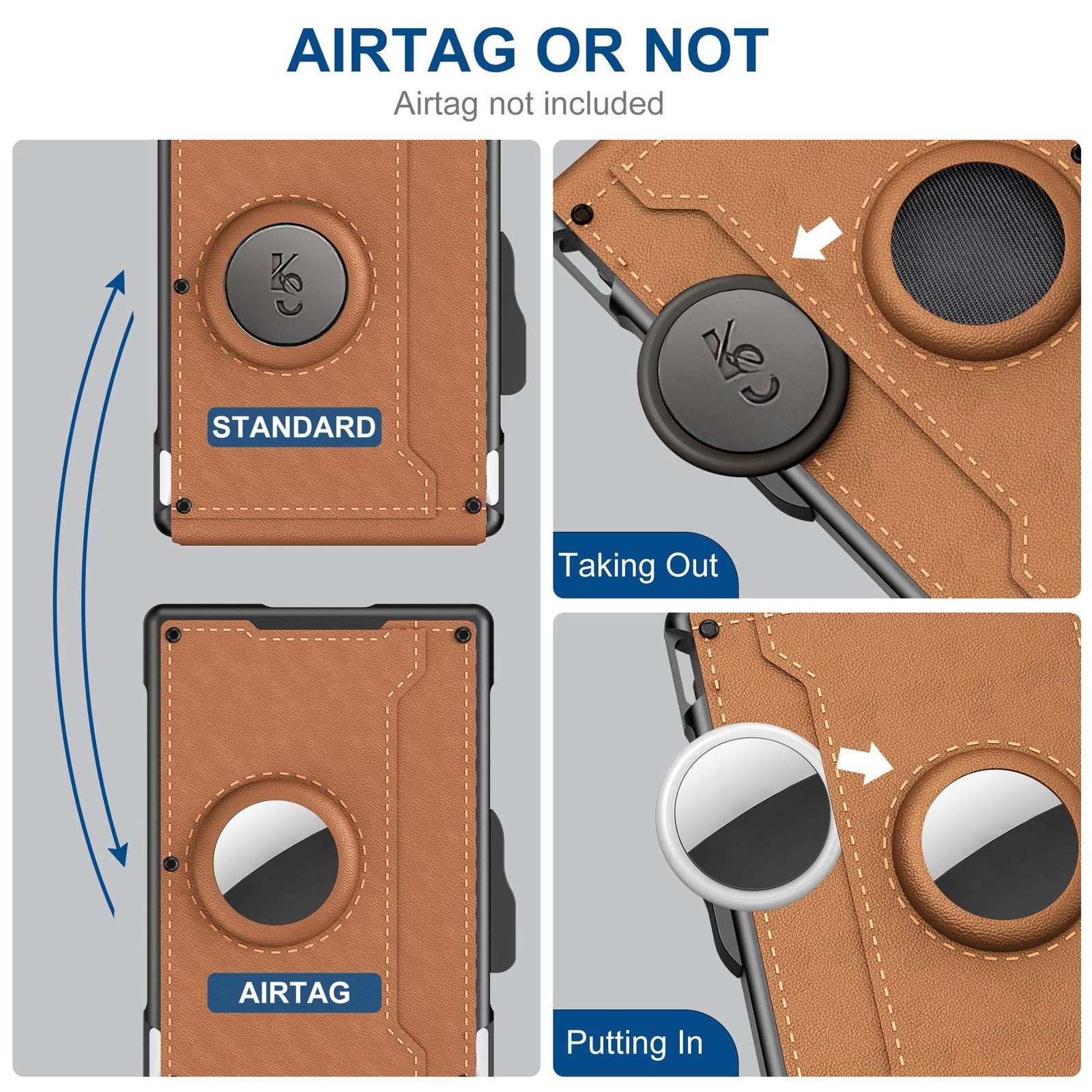 Men’s Airtag Bifold Wallet Slim Pop-Up Premium with Money Clip & RFID Blocking