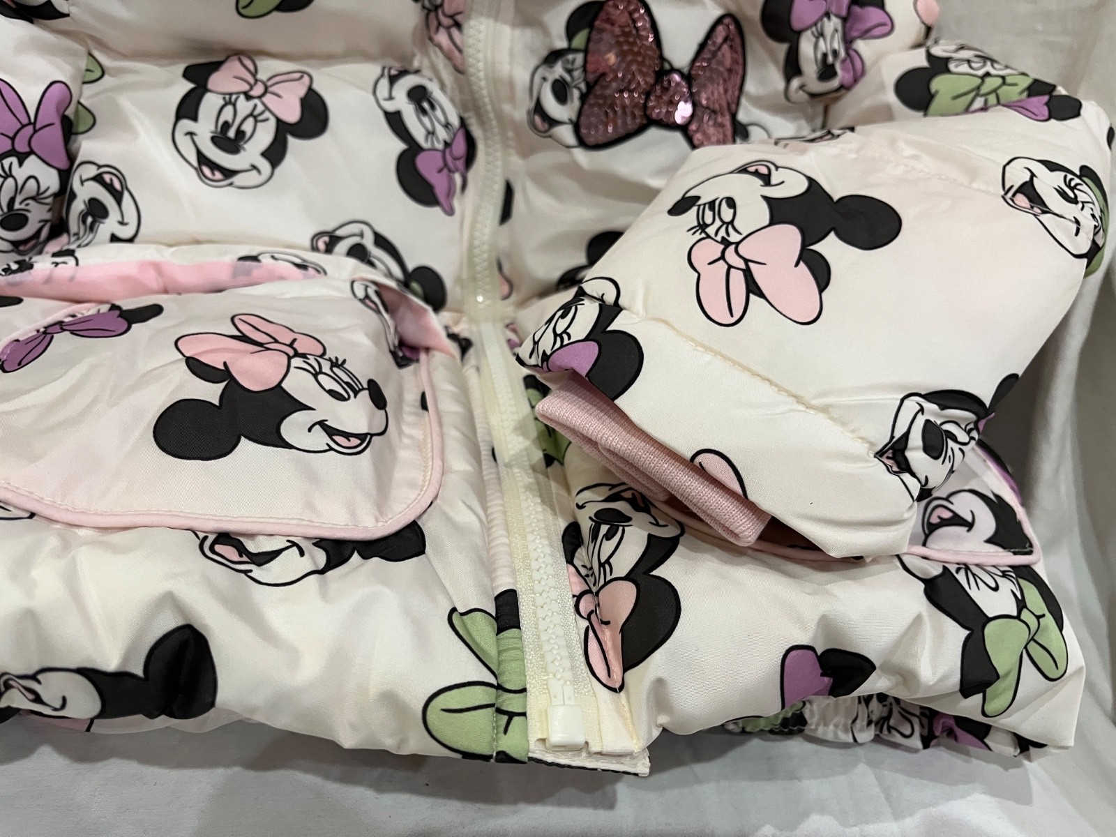 Disney Minnie Mouse Toddler Girls Cozy Sherpa Lined Puffer Jacket many size