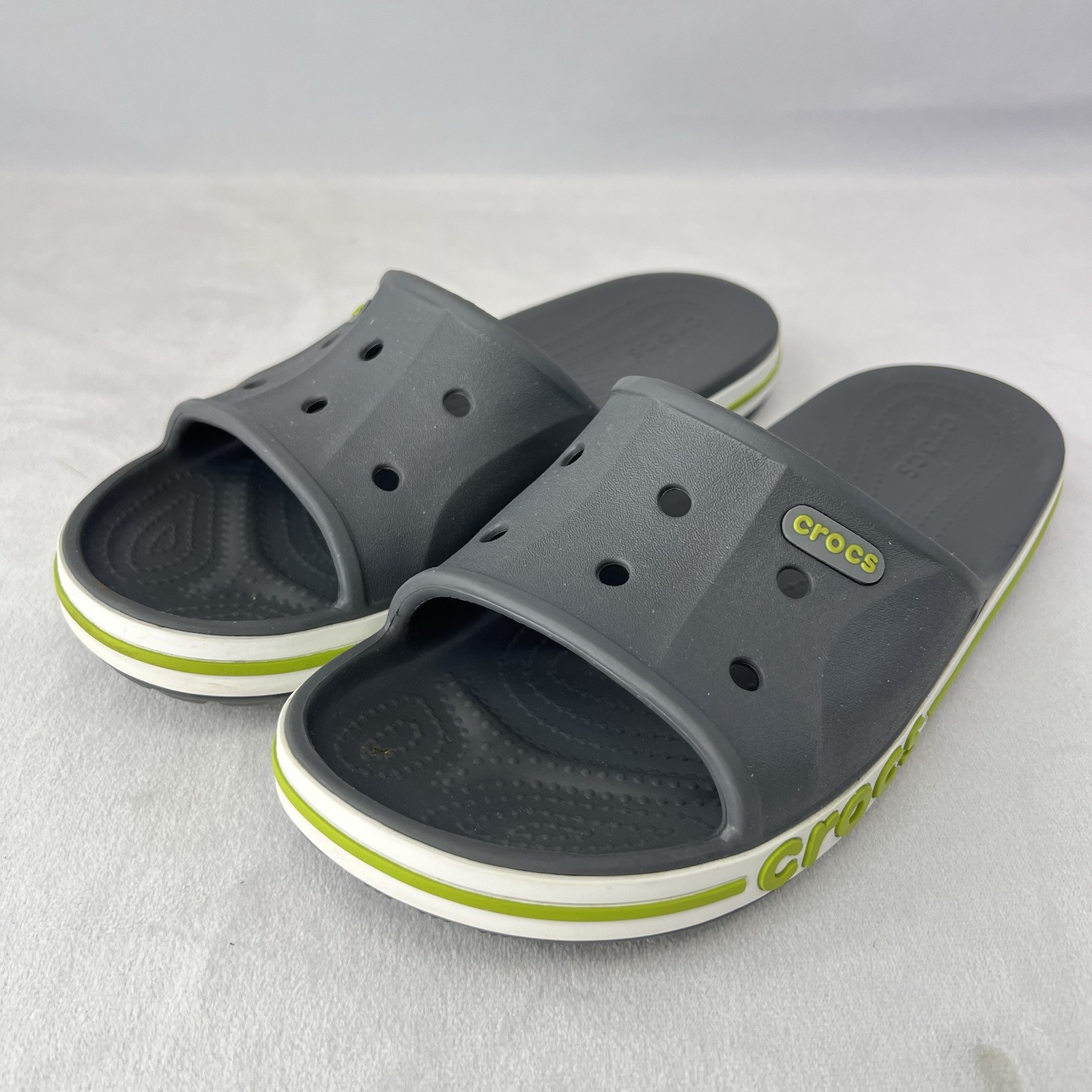 Crocs Size Mens 5/Women 7 Bayaband Iconic Comfort 205392 Unisex Gray Slides