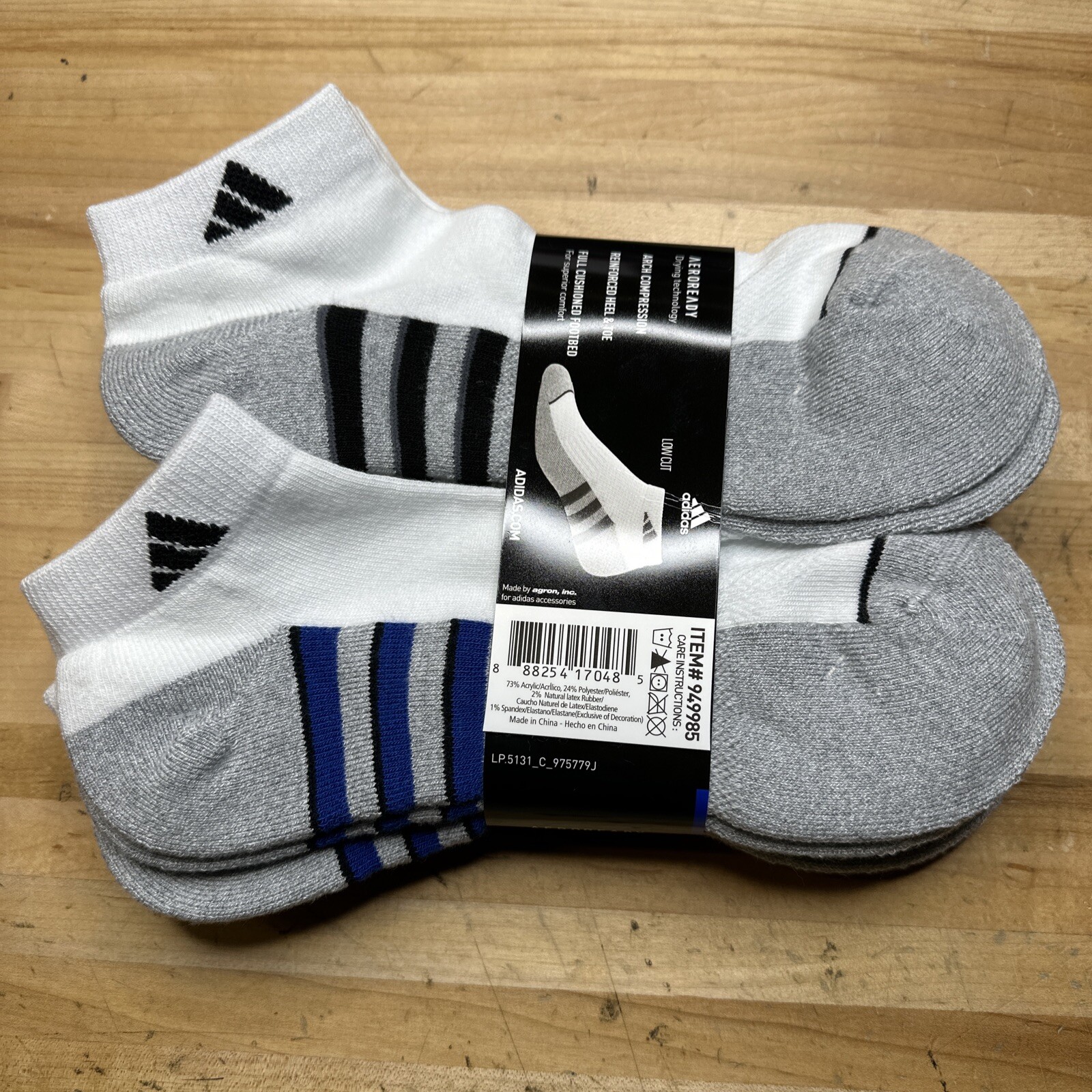 6 Pairs Adidas Men’s Cushioned Low Cut Ankle Socks White 6-12 NEW