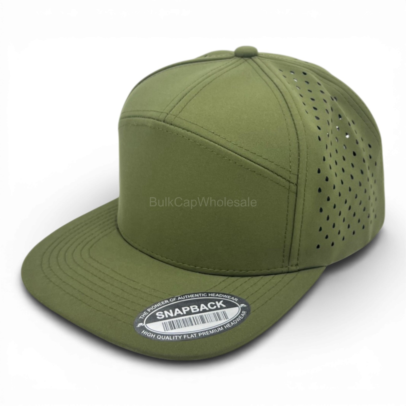 Men’s Snapback Hat Laser Vented 7 Panel Flat Brim Baseball Cap Adjustable