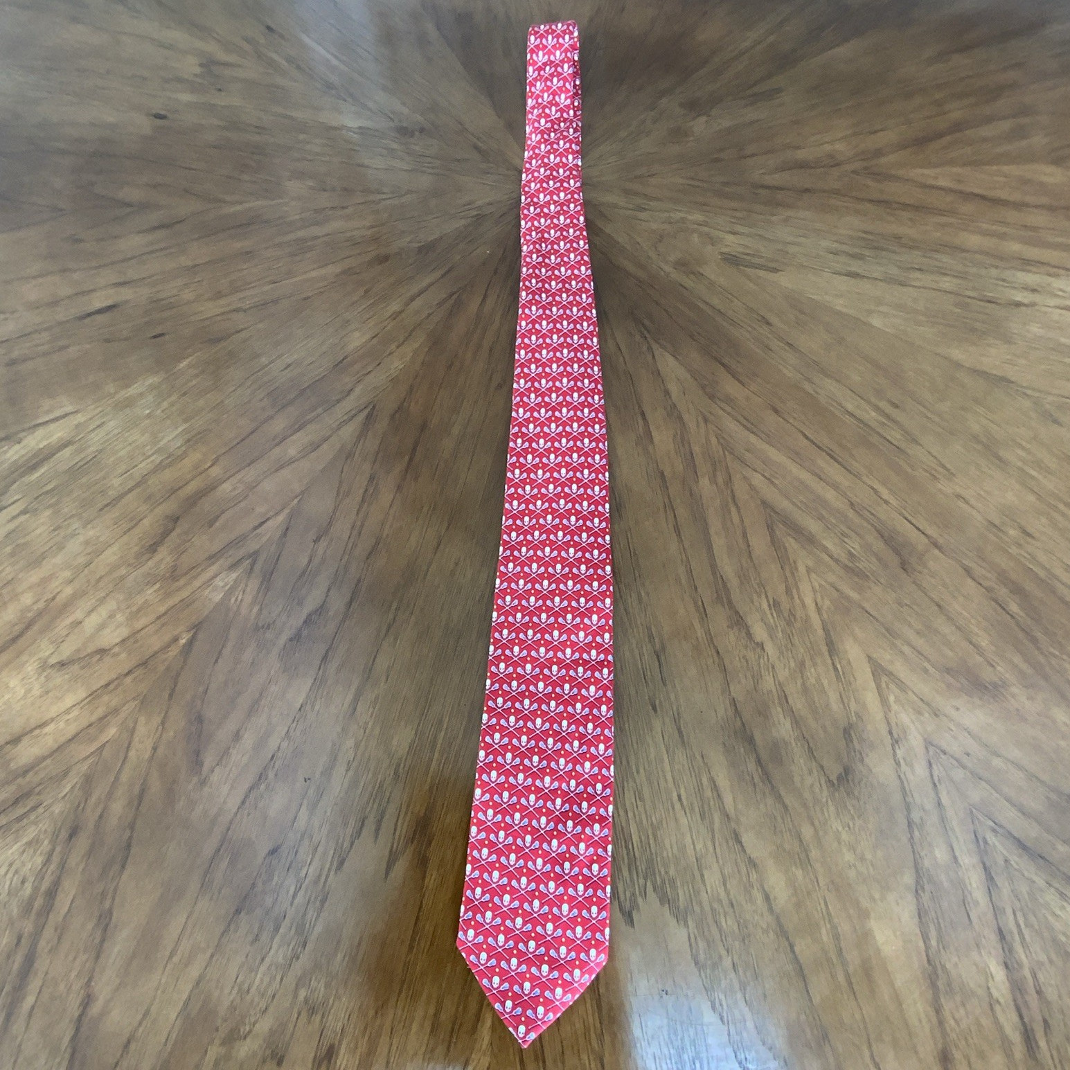 Bird Dog Bay Men’s Red & White Silk Skull Pattern Standard Tie, One Size