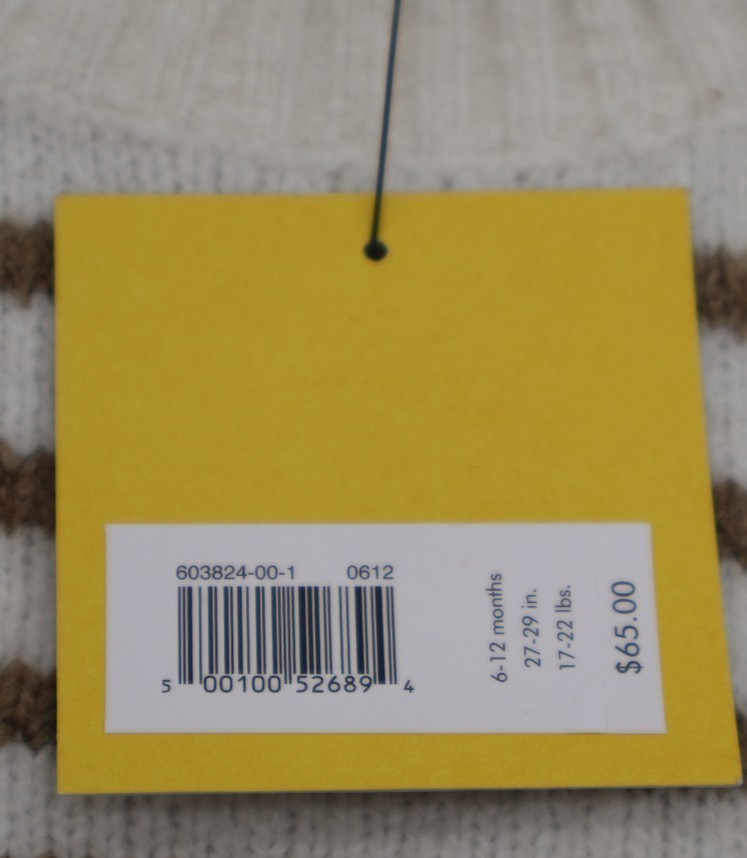 Banana Republic Baby Organic Cotton Cashmere Striped Sweater 6-12 Months NWT