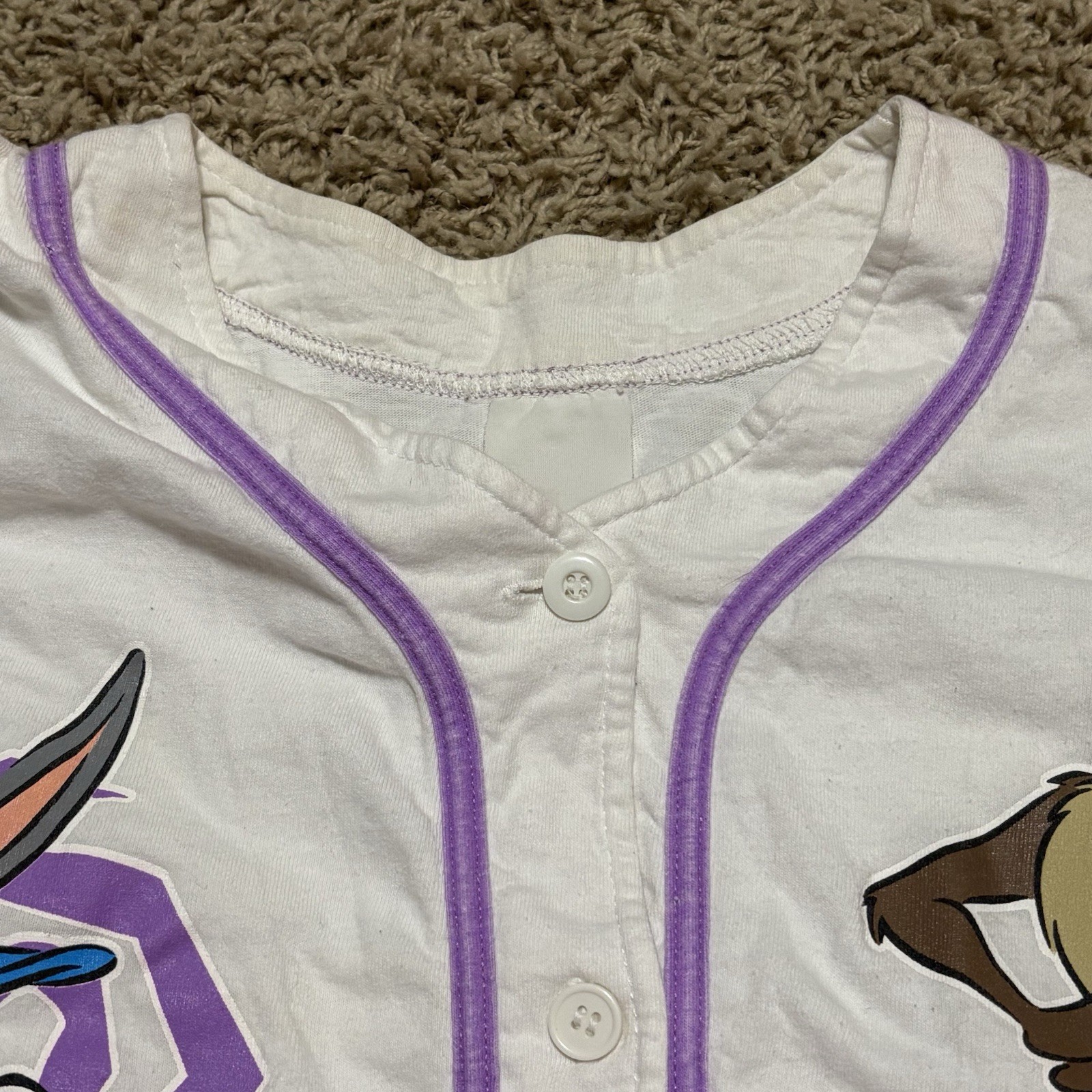 Vintage 1990s Looney Tunes Baseball Jersey Bugs Bunny Taz